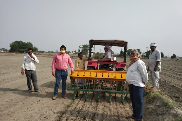 Direct sowing of paddy done by DSR machine in Sonipat