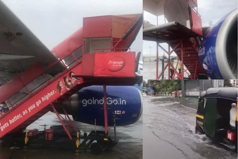 Due to strong winds IndiGo aircraft was hit by a ladder