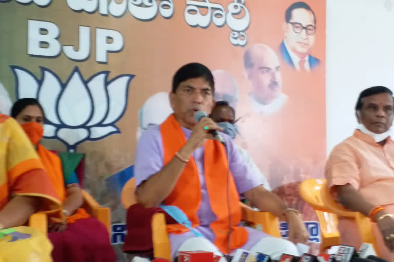 bjp district leader lakshmi narsaiah press meet in nizamabad