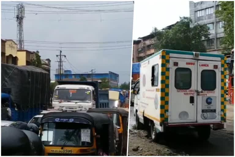 10 ambulance stuck in traffic at thane