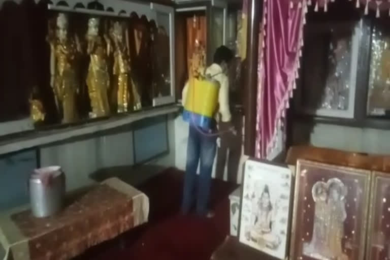 Sanitization done before opening Parashuram Temple in Najafgarh corona virus