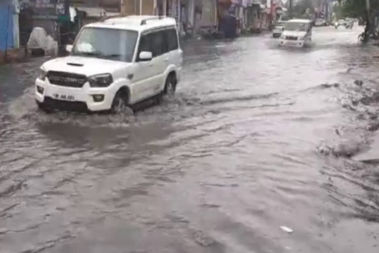 rain in jhajjar streets filled with water