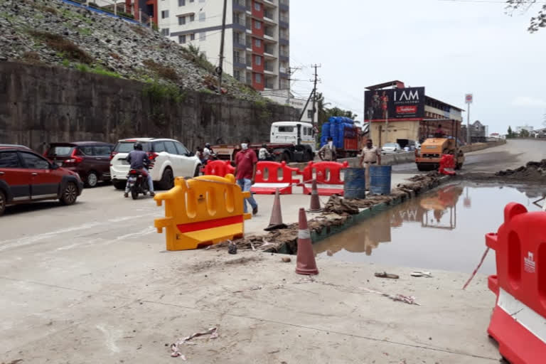 Koolur flyover road  Repair work