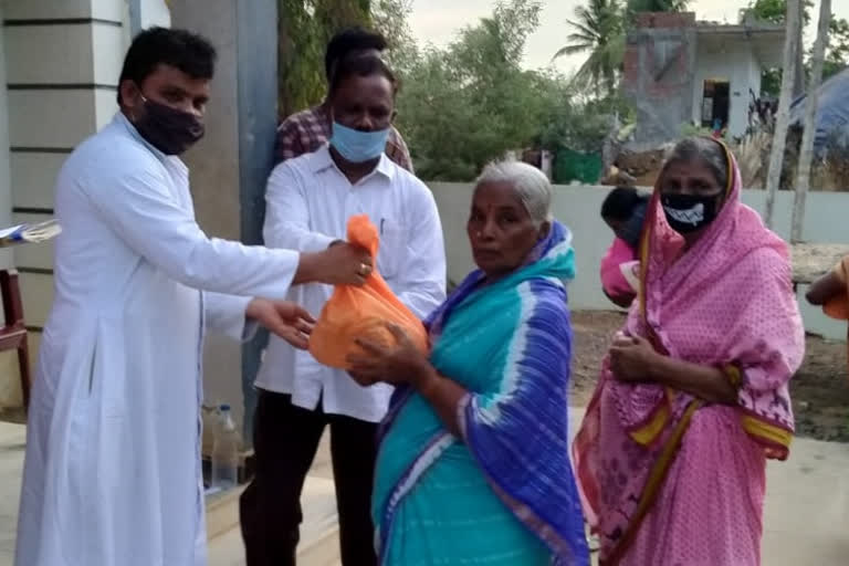 Distribution of essentials to poor families in krishna district