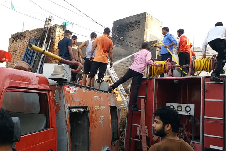 alwar news, Tents warehouse, caught fire