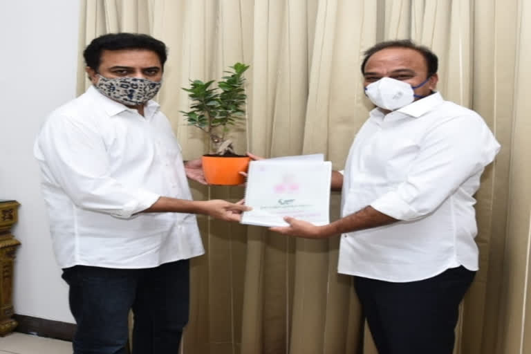 mp ranjith reddy meet minister ktr at pragathi bhavan hyderabad