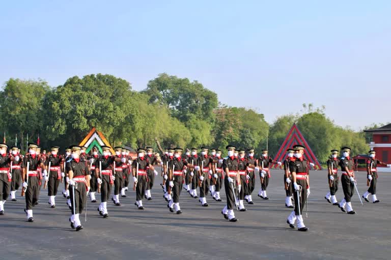 cadets paraded with masks at ima