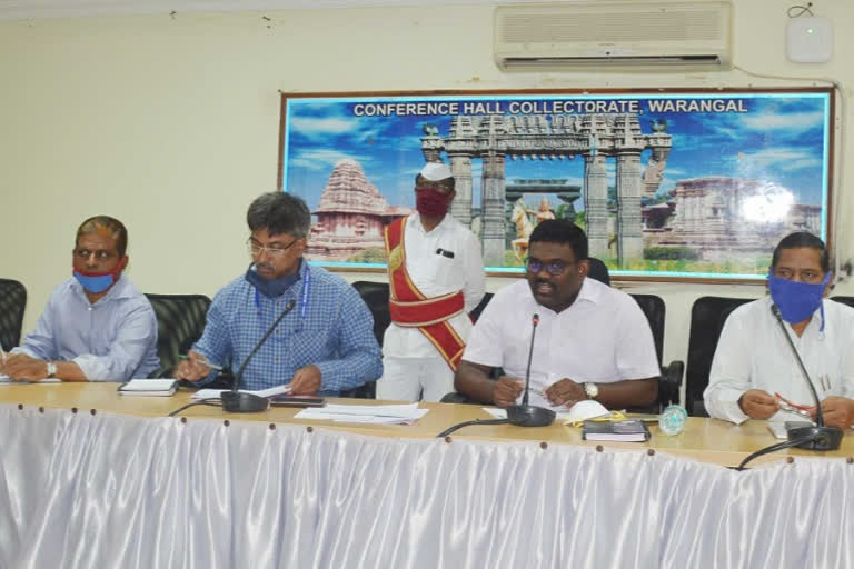 Warangal urban collector Rajiv gandhi review meeting on corona virus