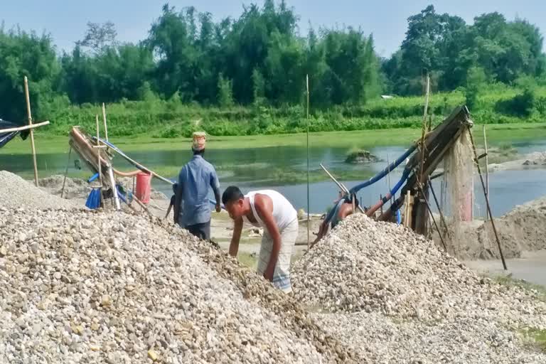 Chirang illegal Sand gravel collection assam etv bharat news