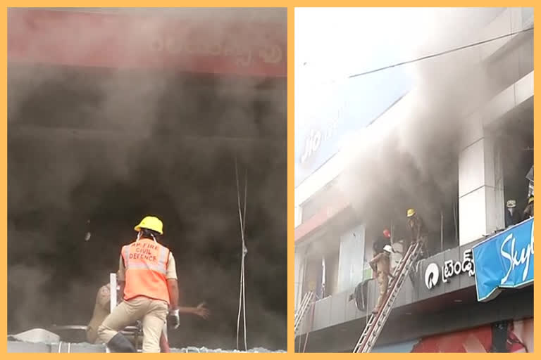 Fire at Reliance Store at vijayawada in krishna district