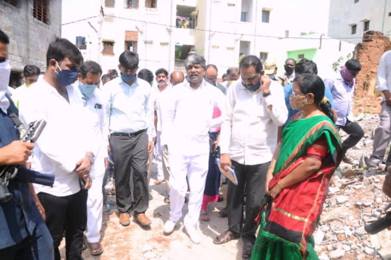 deputy-speaker-visit-construction works-of-double-bed-rooms-houses-at-azad-chandrasekhar-nagar-addagutta-division