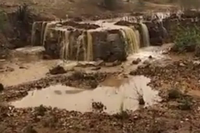 Flood water entering the Bhuvanagiri big pond