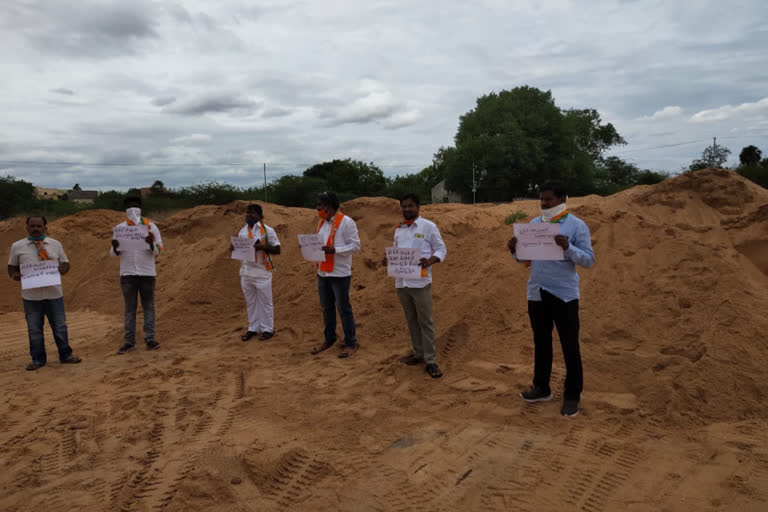 bjp protest against sand trafficking