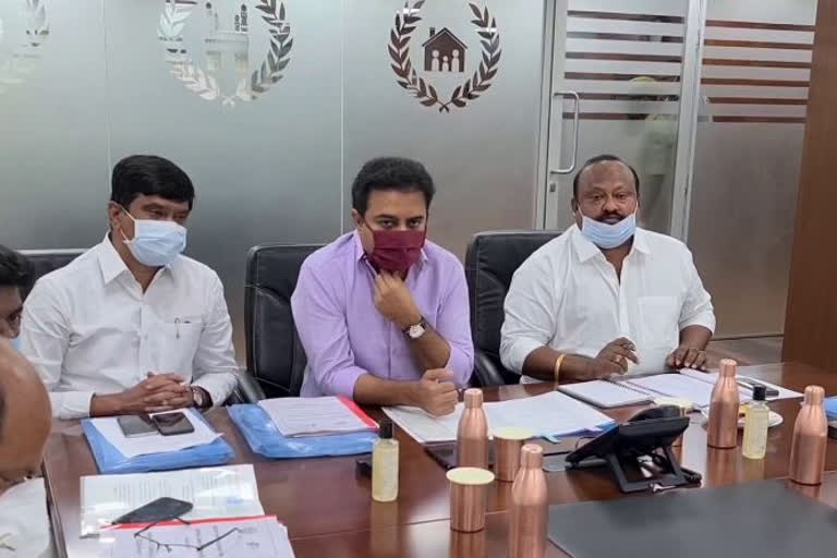 minister-ktr-video-conference-with-municipal-chairmens-about-municipalities-development