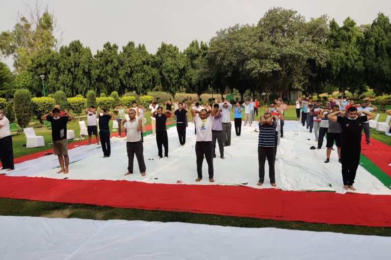 Yoga training session organized at Chanakyapuri Police Station