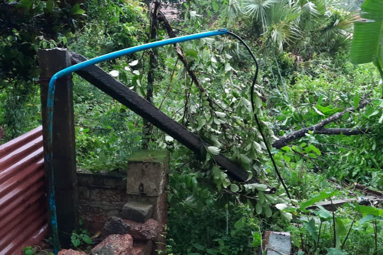 power pole, which had broken rainy air mangloore