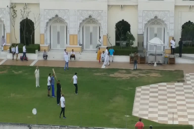 MLA cycling in the resort, MLA playing football in the resort