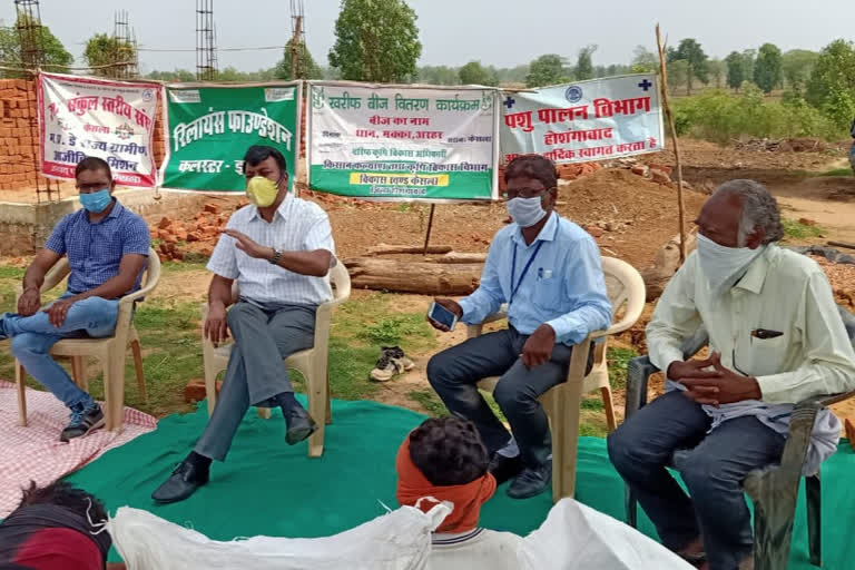 distribution of  Ramtil and Paddy seeds to farmers