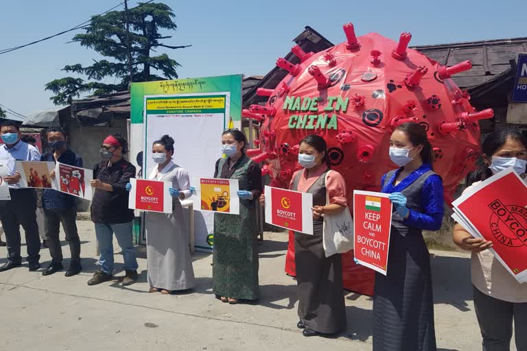 Protest against China in Dharamshala