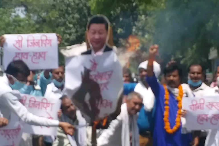 protest against china in mathura