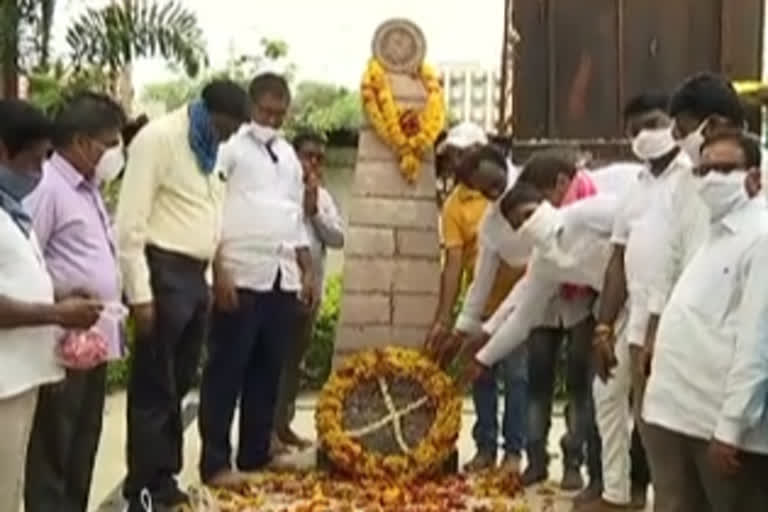 Various party leaders pay tribute to Colonel Santosh at Adilabad