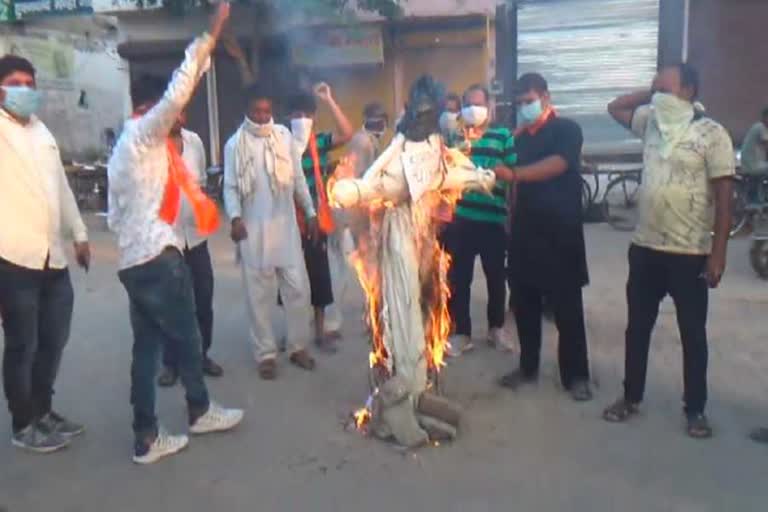 ABVP workers protest against China in Gohana