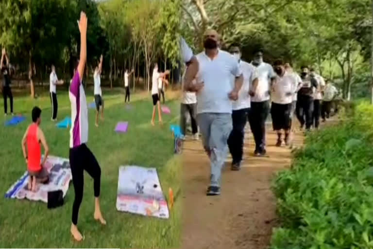 Policemen were doing zumba along with yoga in Dwarka