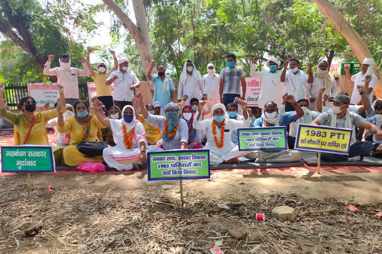 pti teachers protest in bhiwani