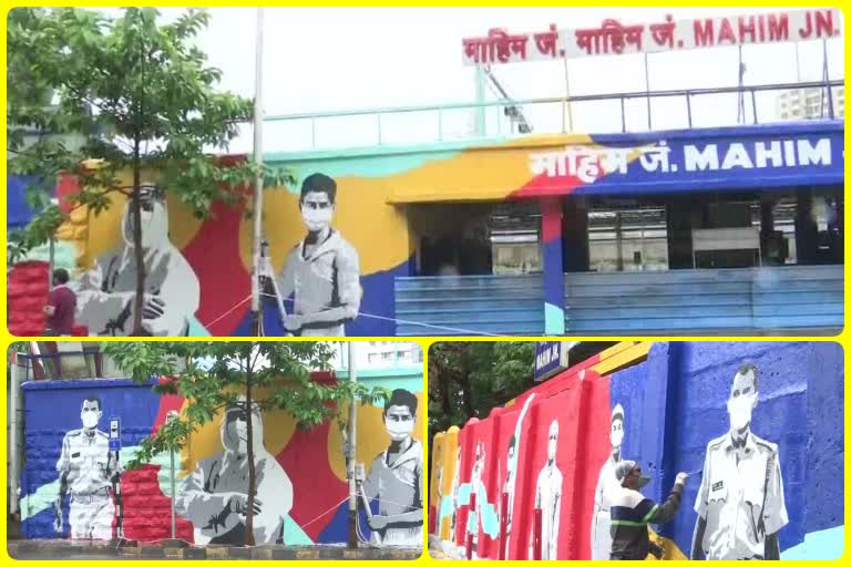 Honor the Corona Warrior on the walls of the Mahim Railway Station