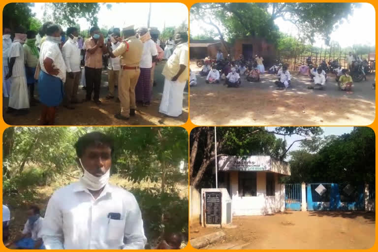 Farmers dharna for not paying the Nethams sugar plant dues at nindra in chittoor district