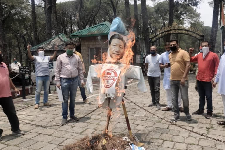 Protest against china in Dharamshala