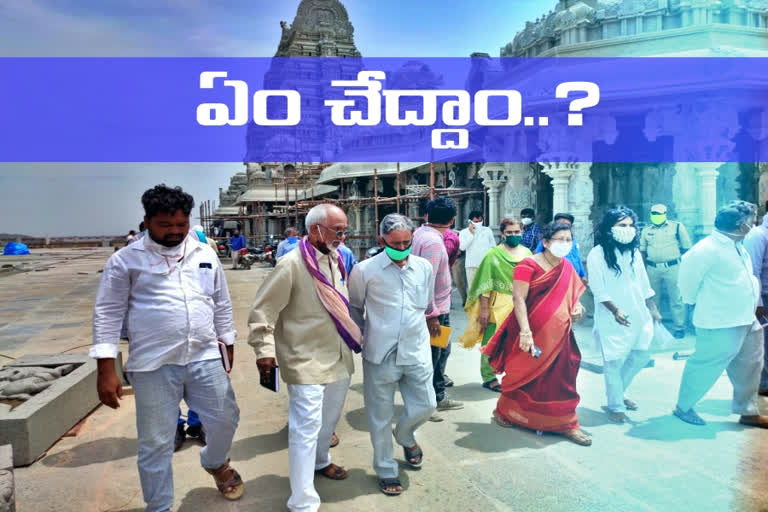 technical team visit Yadadri temple rebuilding work