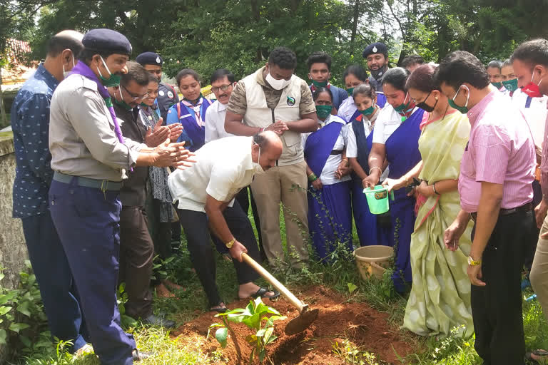 MLA H.K Kumaraswamy integrated VanaMahotsava Program by planting a tree