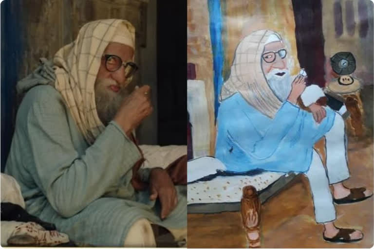 The disabled fan made a painting of Amitabh with his feet