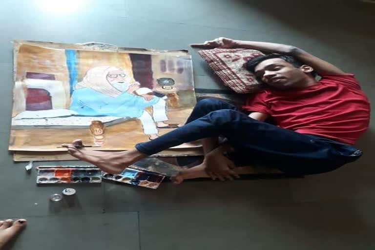 amitabh differently abled fan paints actor using feet