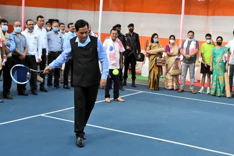 cm sonowal played lone tennis at dibrugarh