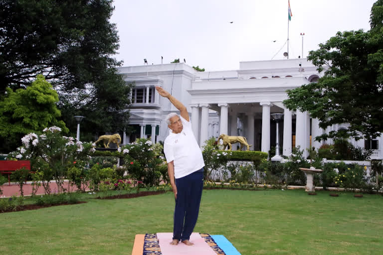 Yoga practiced Governor Vajubhai Wala