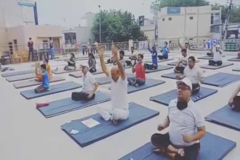 People did Yoga on International Yoga Day in Sohna