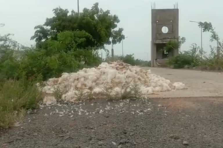 dead hens kept at road side by unknown persons in prakasam district