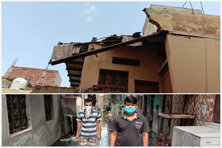 visor fell due water logging in gauri shankar enclave kirari