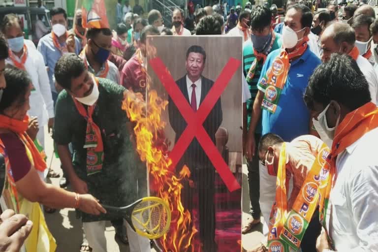 Tribute to martyr Jawan in Ganjam, BJP burns Jinping's coffin