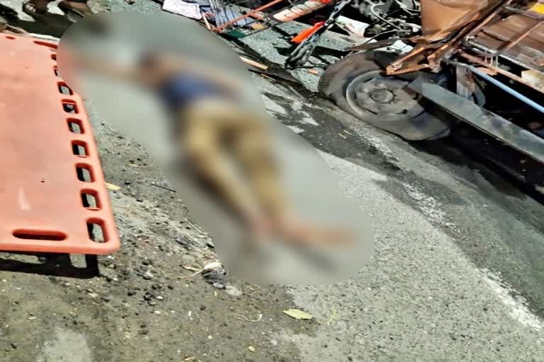 ajmer news  road accident in ajmer  mini truck rammed into trolley  adarsh nagar police station area  adarsh nagar police station  ASI rajpal yadav  etv bharat news