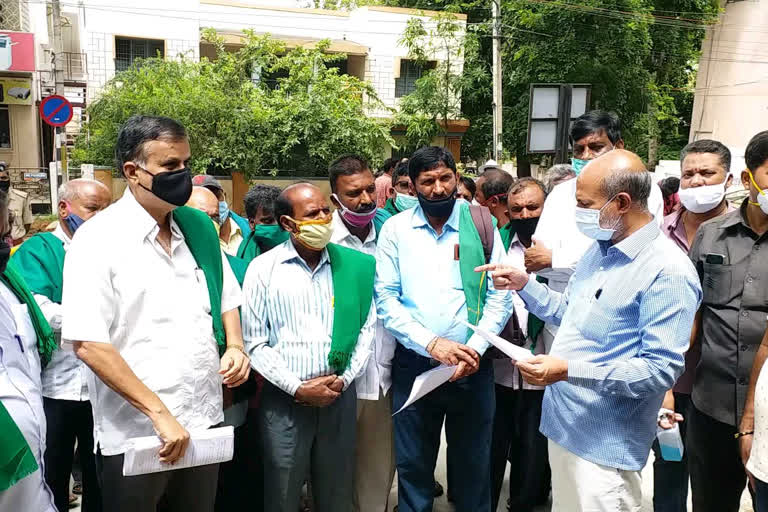 Farmers protest in front of MLAs Office at Mysore