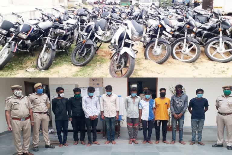 jaipur news  kardhani police station  two wheeler thief  chor gang revealed  Bike recovered  vehicle theft gang revealed  DCP kavendra singh sagar  etv bharat news