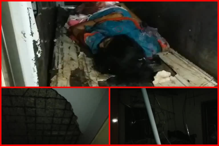 women killed and three people were injured in a building slop falling on them at gudivada in krishna district