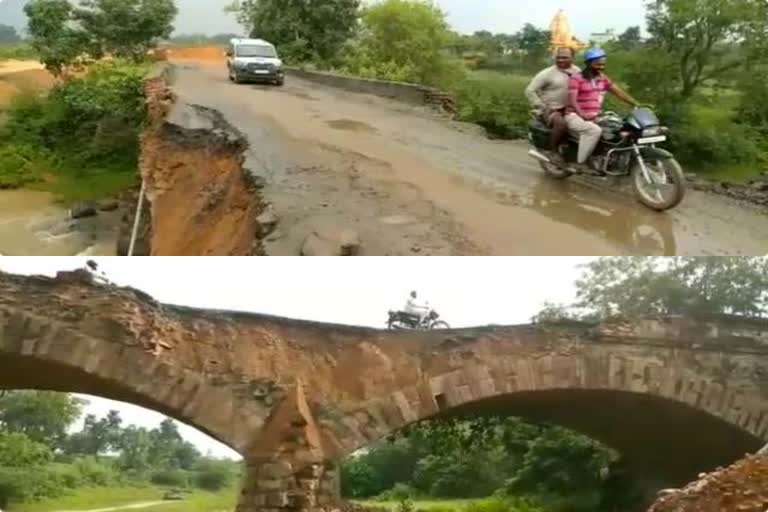 Years old shabby bridge shed in light rain in bokaro