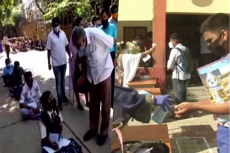 Students writing their Secondary School Leaving Certificate (SSLC) exams in karnataka