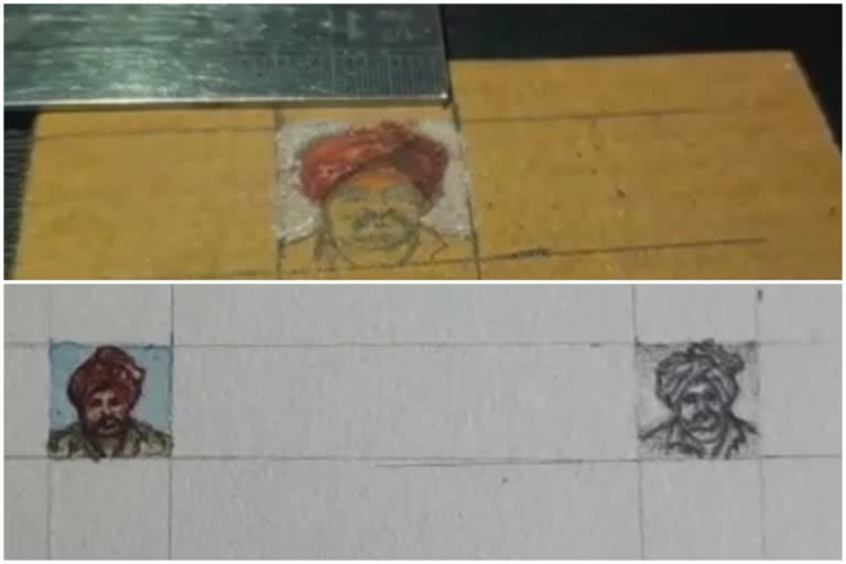 kolhapur latest news  kolhapur rajrshi shahu maharaj sketch  राजर्षी शाहू महाराज रंगीत चित्र  कोल्हापूर लेटेस्ट न्यूज  राजर्षी शाहू महाराज जयंती विशेष