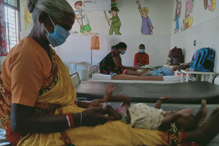 Malnutrition children undergoing treatment at Malnutrition Health Center in chaibasa