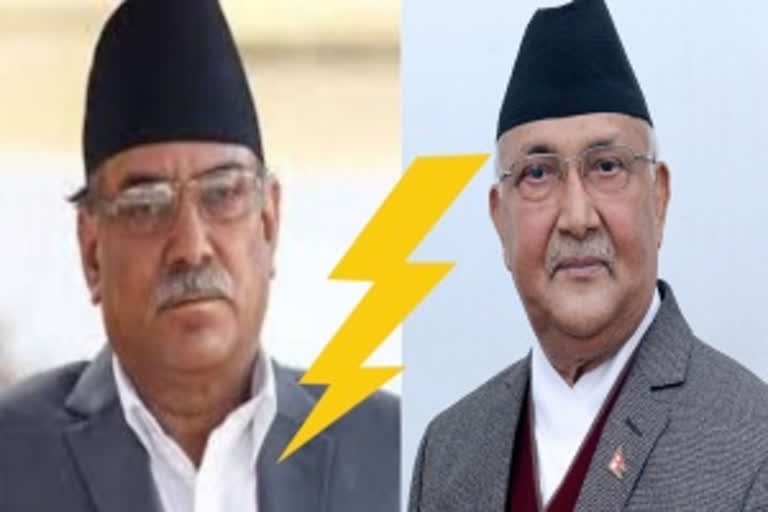 PK Dahal Prachanda revolts against Oli (file photo)